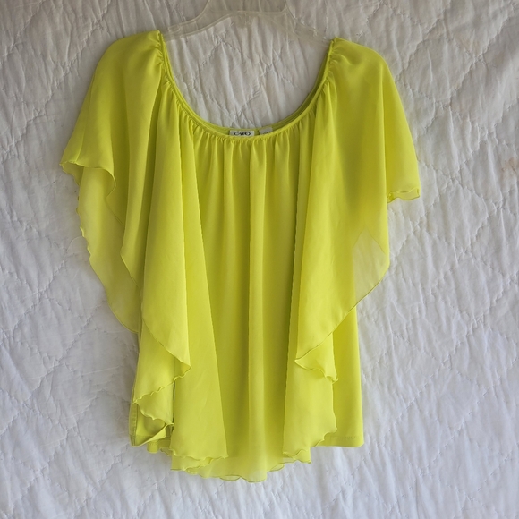 Cato Tops - Womens Cato Lemon Yellow Layered Capelet top Size L